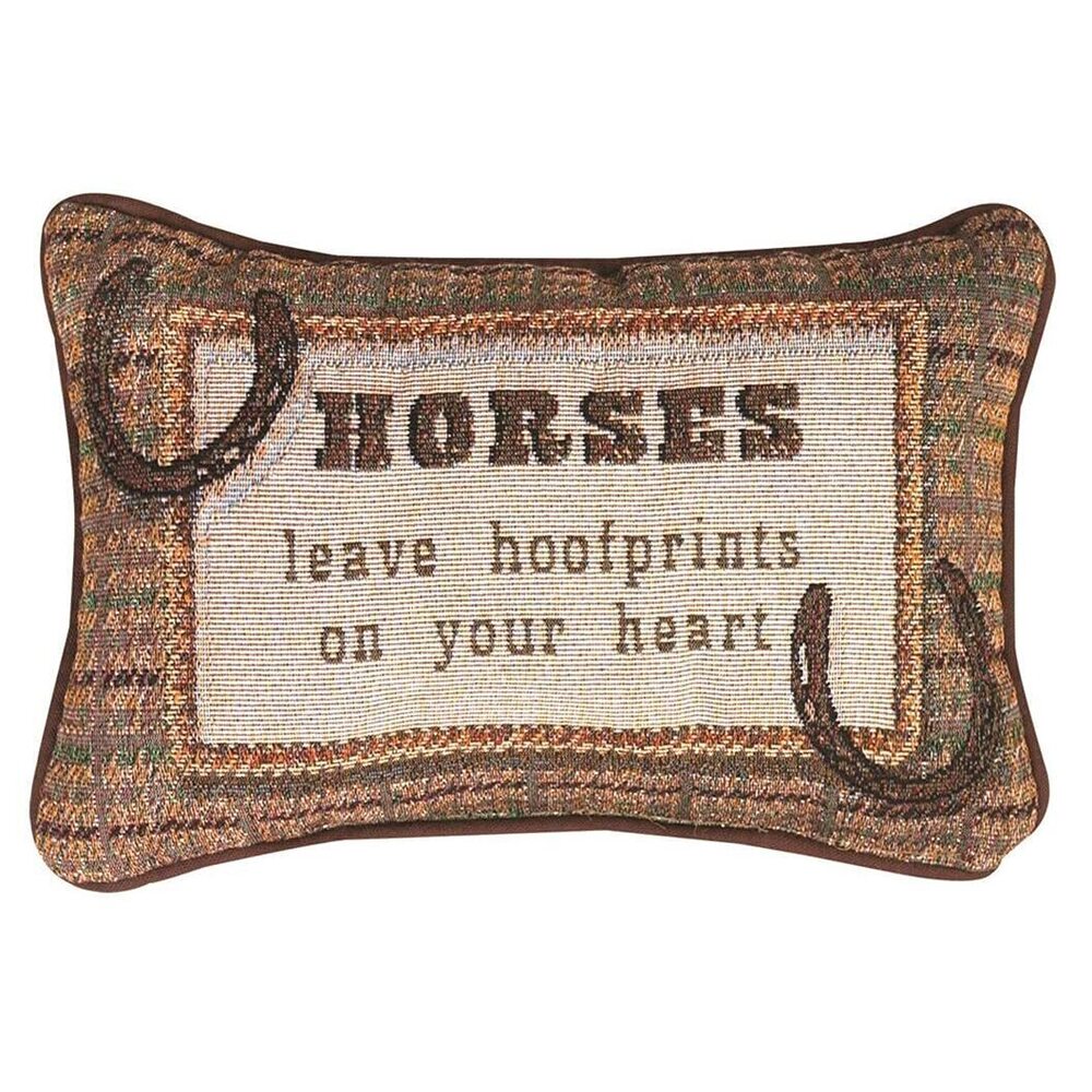 9680 Manual 12.5 x 8.5-Inch Decorative Embroidered Word Pillow, Horses